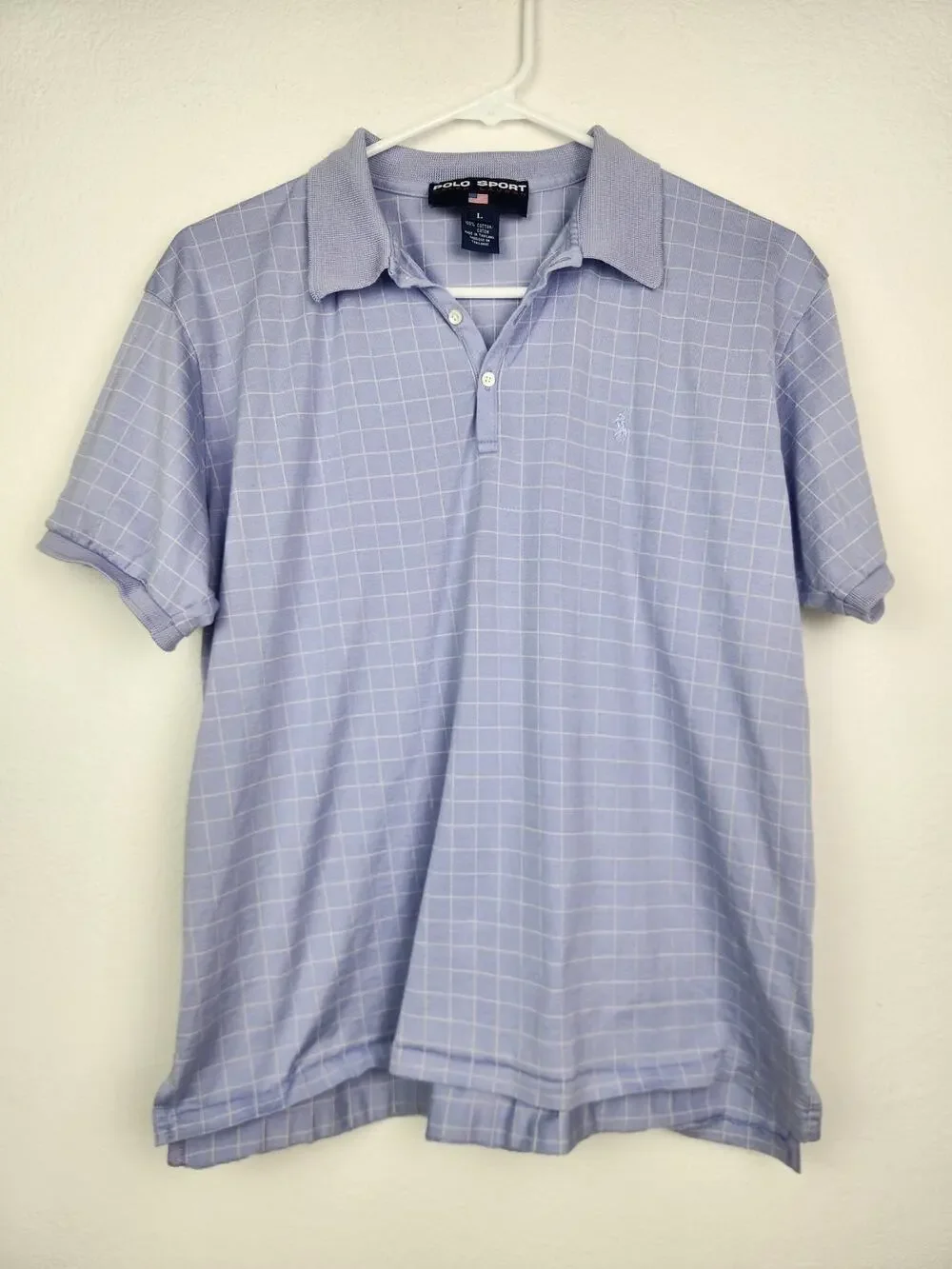 Vintage Polo Sport by Ralph Lauren Polo Shirt Men Large Purple Checkered